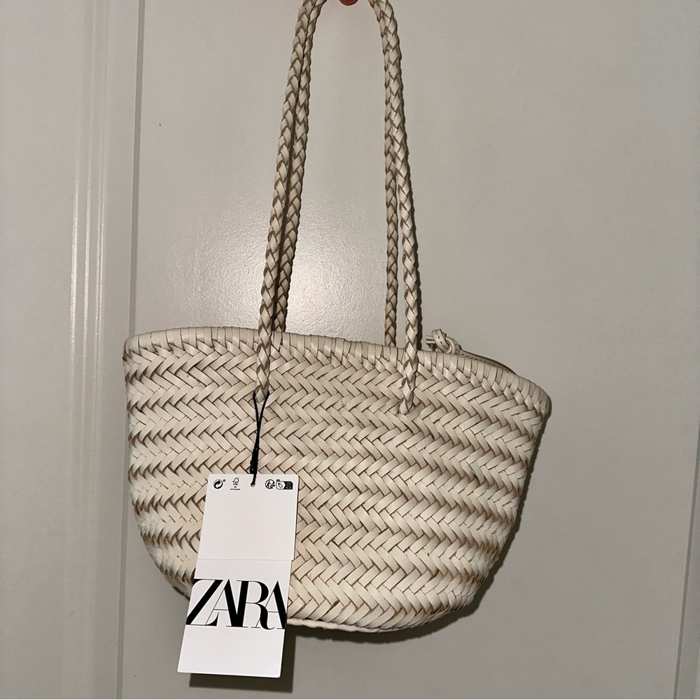 Price Firm - ZARA Leather Woven Tote Bag - Picture 7 of 15